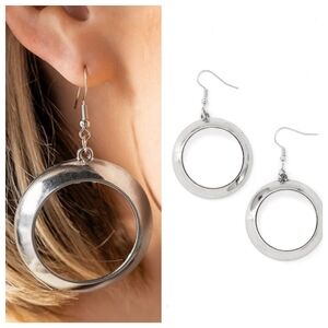 Elegant Silvertone Hoop Earrings